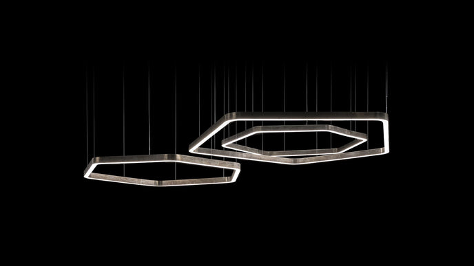 High End Light Ring Horizontal Polygonal Suspension by Henge Casa Design Group