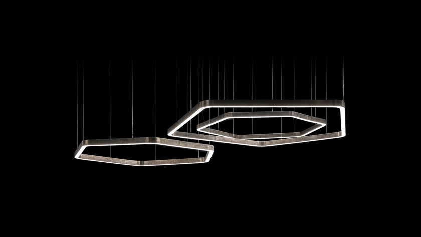 High End Light Ring Horizontal Polygonal Suspension by Henge Casa Design Group