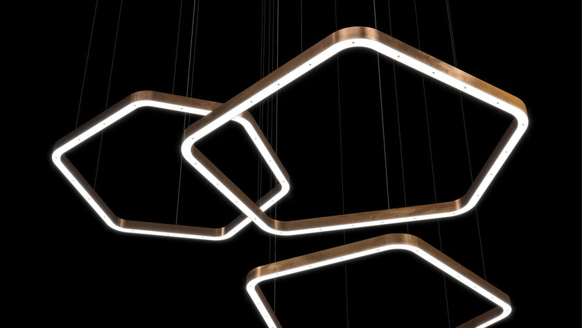 High End Light Ring Horizontal Polygonal Suspension by Henge Casa Design Group