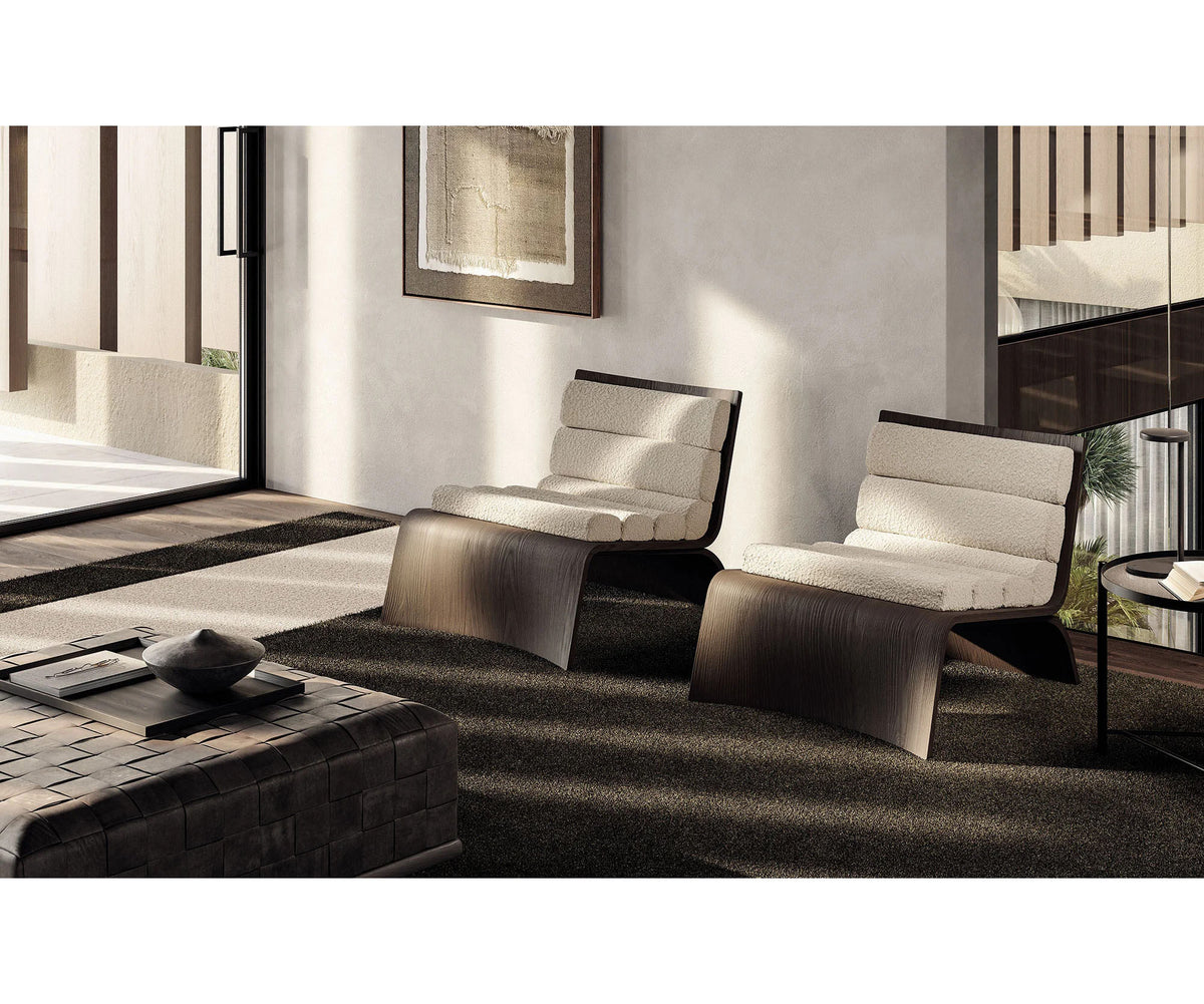 Linda Lounge Chair by Frigerio in curved wood with upholstered seat