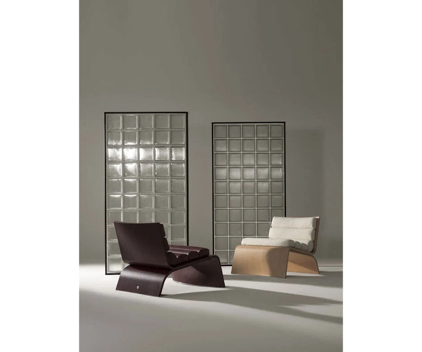 Linda Lounge Chair by Frigerio in curved wood with upholstered seat