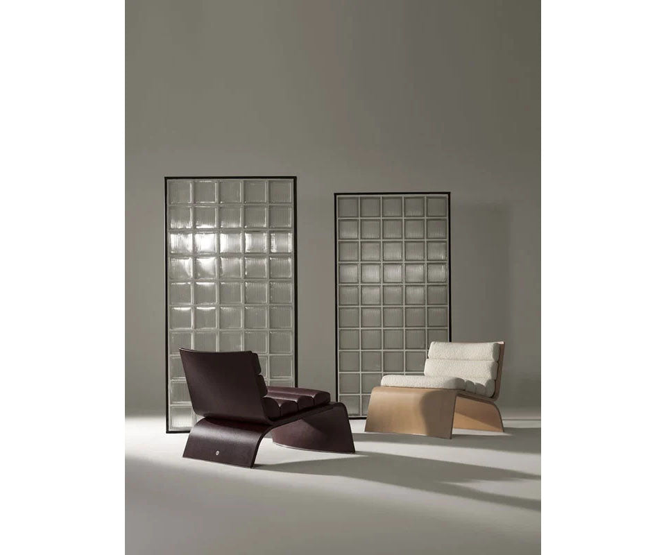 Linda Lounge Chair by Frigerio in curved wood with upholstered seat