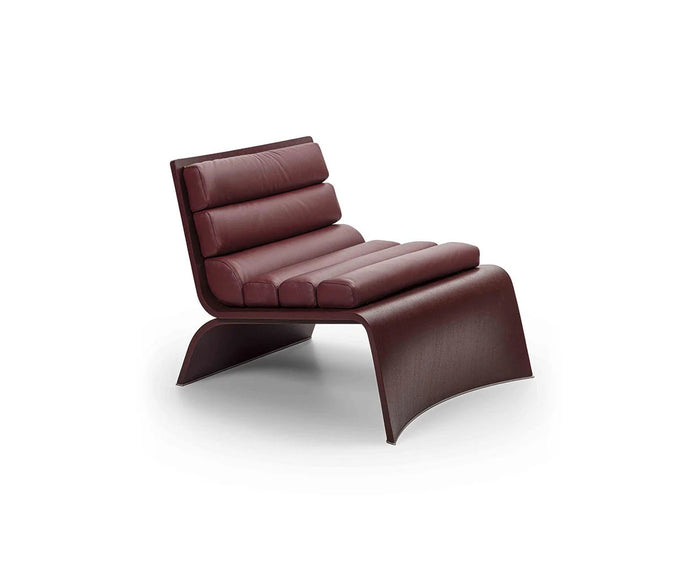 Linda Lounge Chair by Frigerio in curved wood with upholstered seat