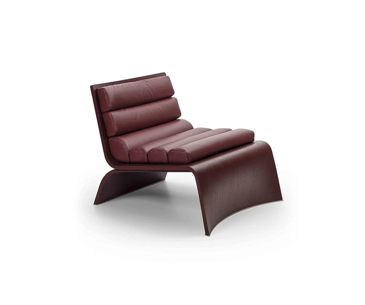 Linda Lounge Chair by Frigerio in curved wood with upholstered seat