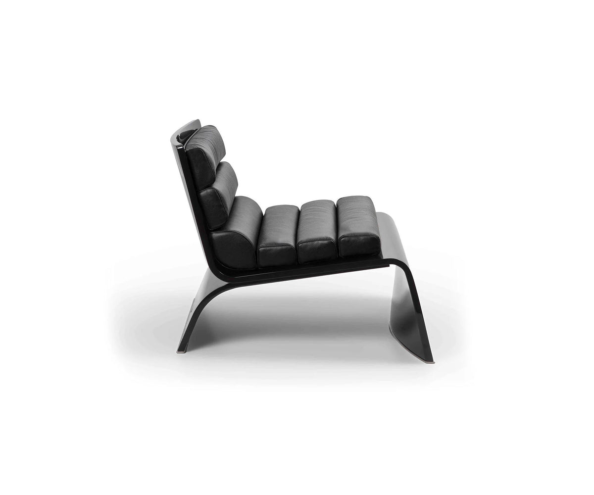 Linda Lounge Chair by Frigerio in curved wood with upholstered seat