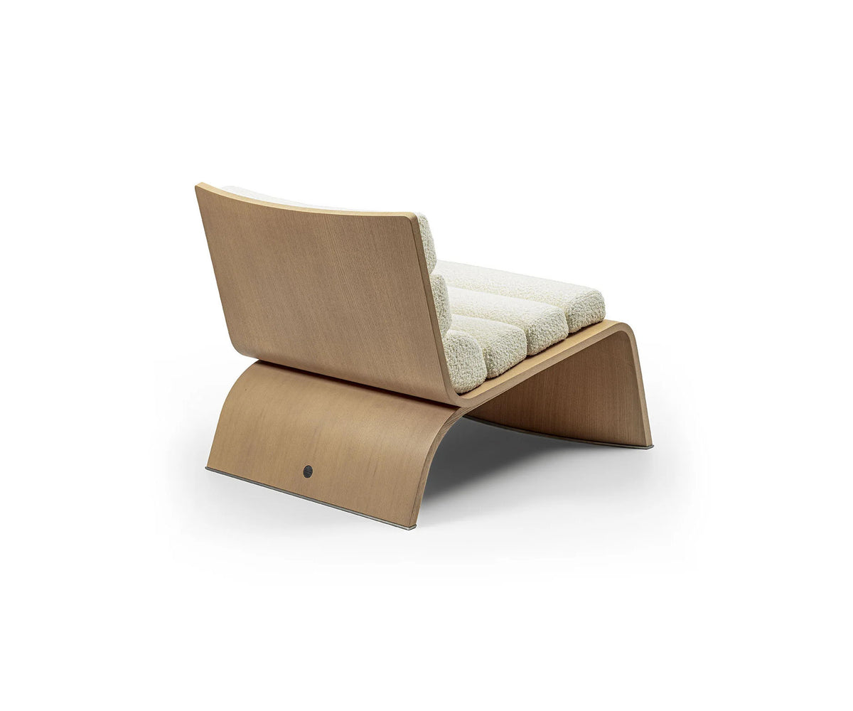 Linda Lounge Chair by Frigerio in curved wood with upholstered seat