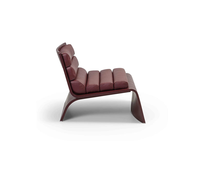 Linda Lounge Chair by Frigerio in curved wood with upholstered seat