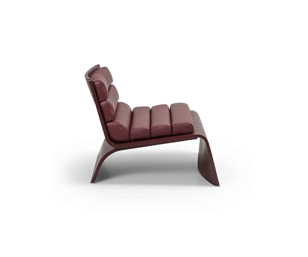 Linda Lounge Chair by Frigerio in curved wood with upholstered seat