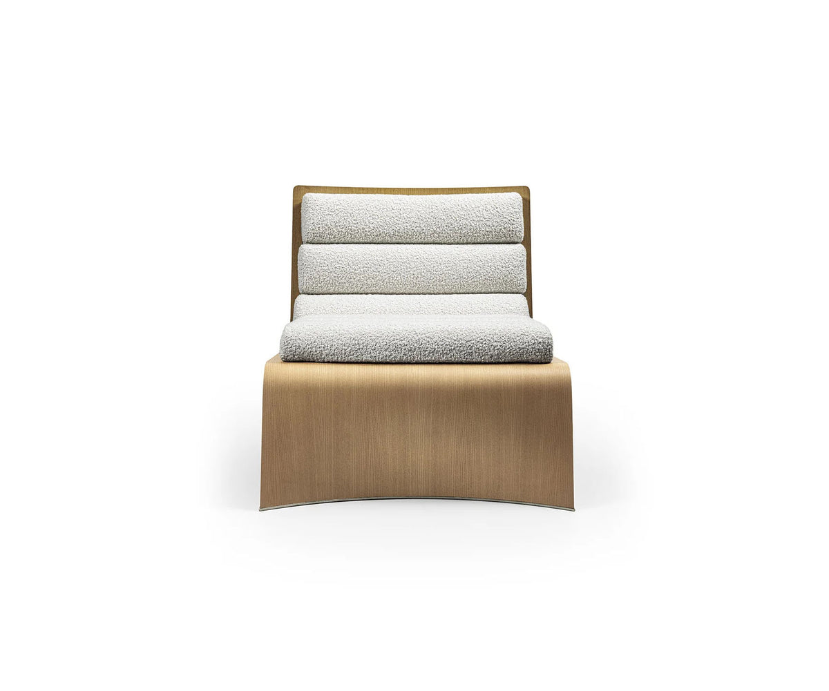 Linda Lounge Chair by Frigerio in curved wood with upholstered seat