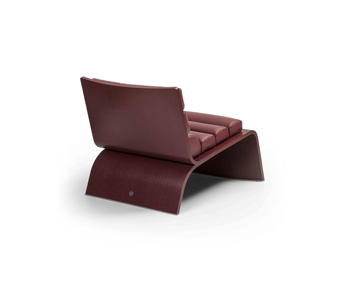 Linda Lounge Chair by Frigerio in curved wood with upholstered seat