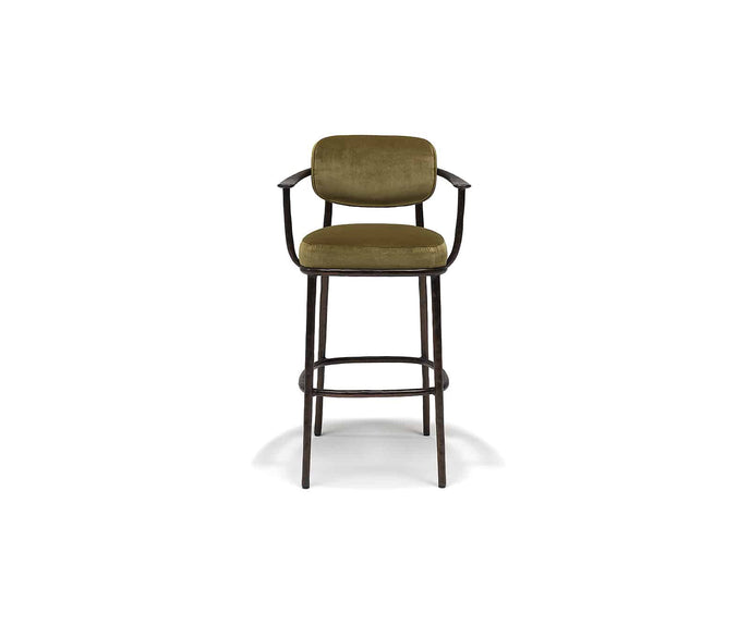 Linteloo Gentle Bar Chair by Sebastian Herkner with a cast aluminum frame and upholstered seat | Casa Design Group