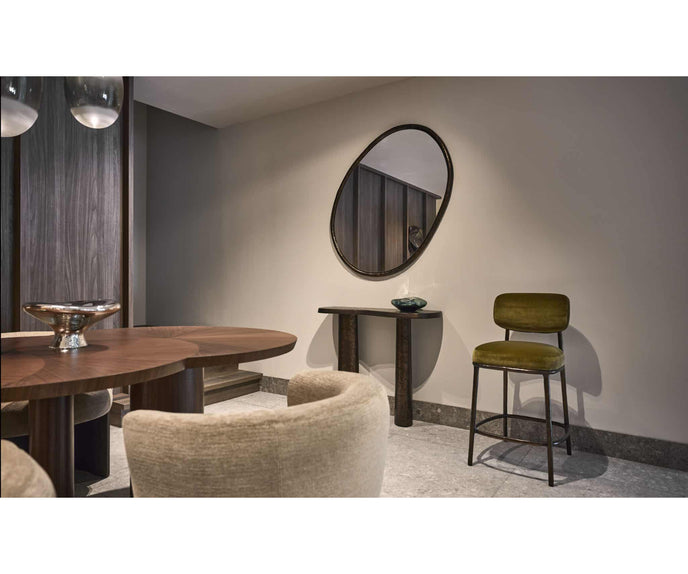 Linteloo Gentle Bar Chair by Sebastian Herkner with a cast aluminum frame and upholstered seat | Casa Design Group