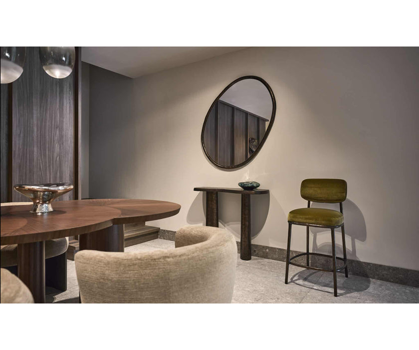 Linteloo Gentle Bar Chair by Sebastian Herkner with a cast aluminum frame and upholstered seat | Casa Design Group