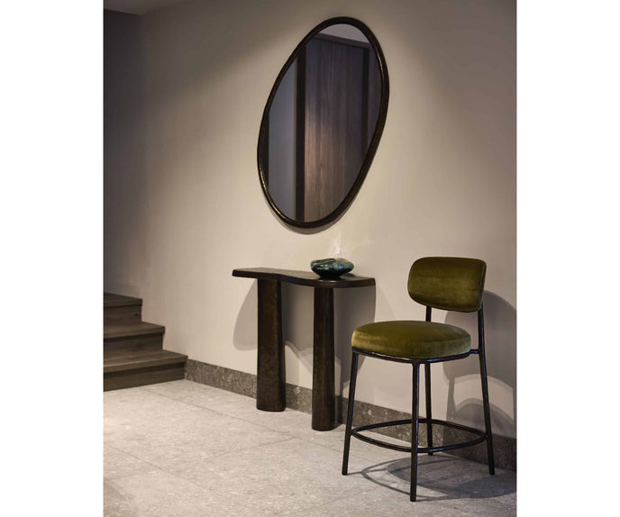 Linteloo Gentle Bar Chair by Sebastian Herkner with a cast aluminum frame and upholstered seat | Casa Design Group