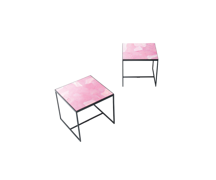 Stylish Lio Outdoor Side Table by Paola Lenti with Hand-Decorated Stoneware Tops Casa Design Group