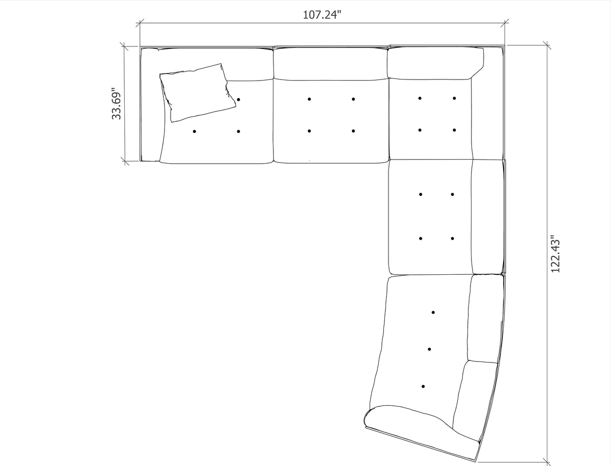Floor Sample Rod System Sectional Sofa