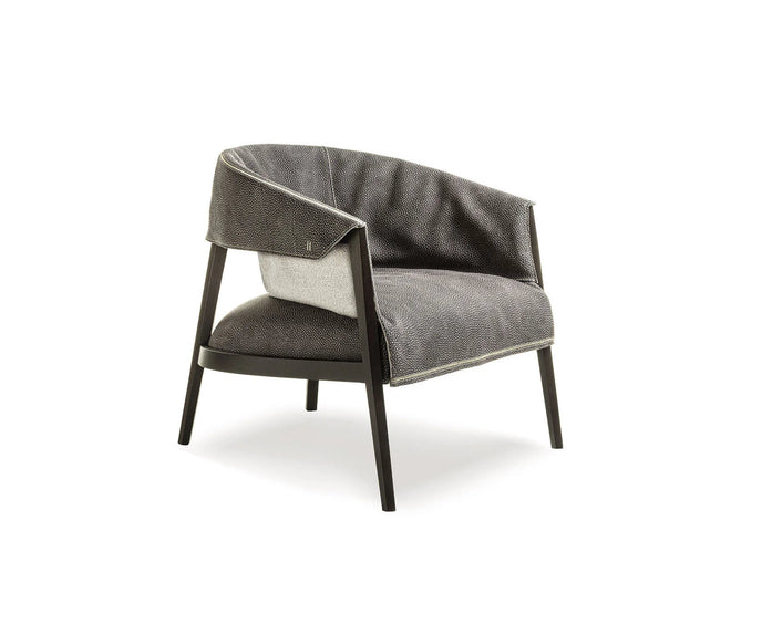 Frigerio Liza armchair with solid ashwood frame and upholstered leather or fabric seat, available at Casa Design Group.