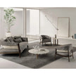 Frigerio Liza armchair with solid ashwood frame and upholstered leather or fabric seat, available at Casa Design Group.