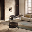 Frigerio Liza armchair with solid ashwood frame and upholstered leather or fabric seat, available at Casa Design Group.