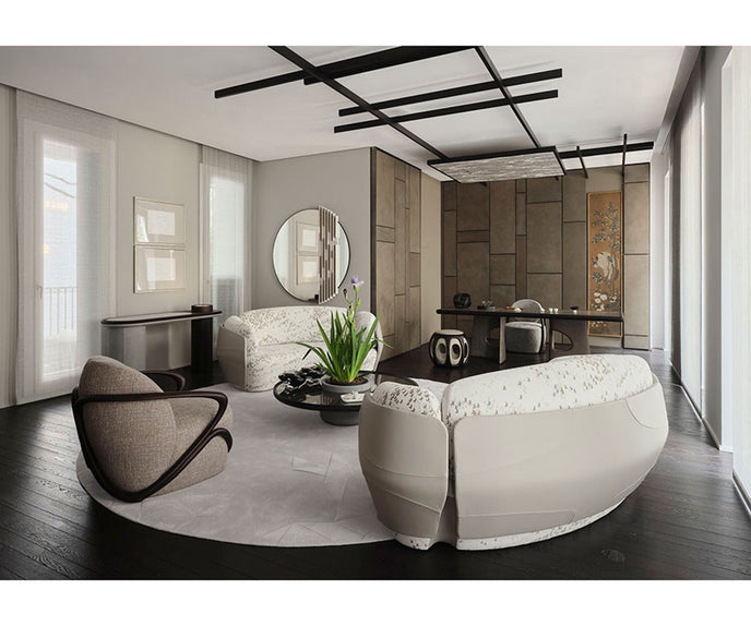 Lorelei Sofa by Giorgetti with sculptural leather upholstery and automotive-inspired contemporary design | Casa Design Group