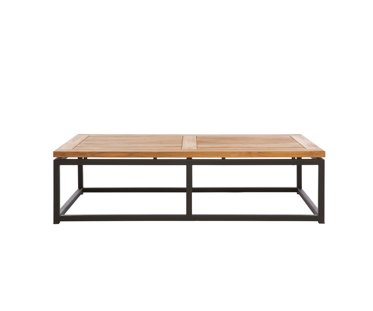 Modern Outdoor Lui Coffee Table with Fine Sanded Teak Top and Anthracite Frame Casa Design Group