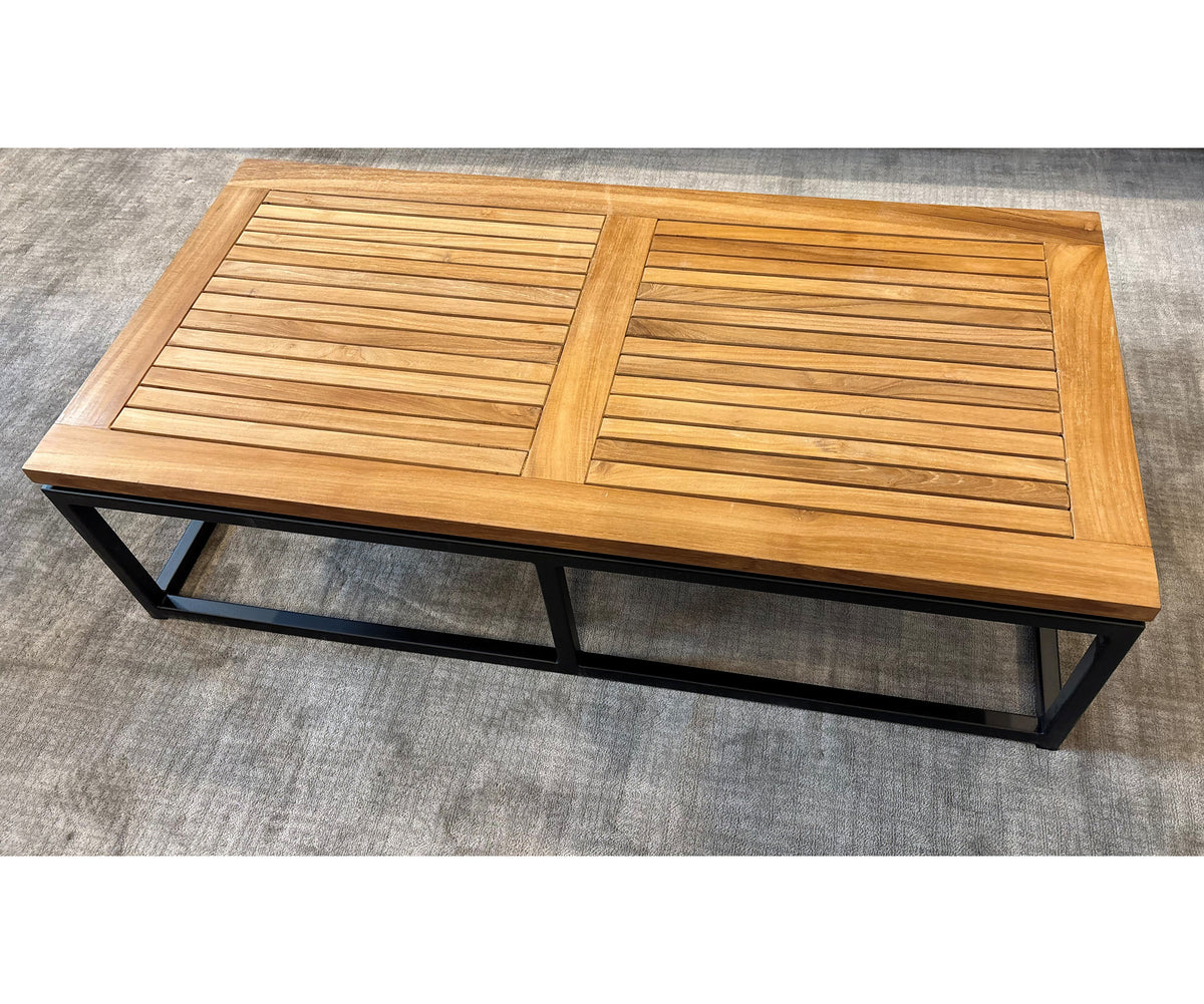 Modern Outdoor Lui Coffee Table with Fine Sanded Teak Top and Anthracite Frame Casa Design Group
