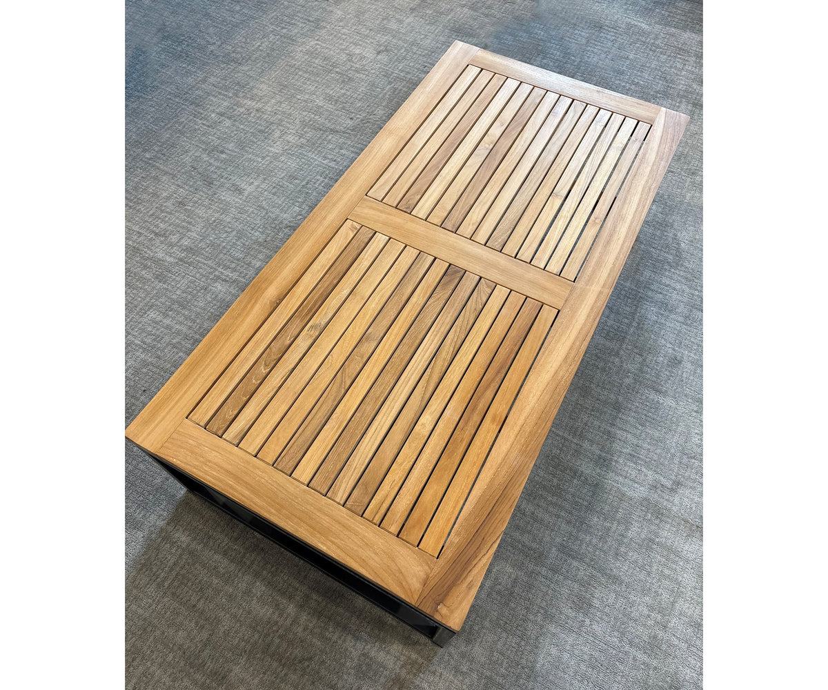 Modern Outdoor Lui Coffee Table with Fine Sanded Teak Top and Anthracite Frame Casa Design Group