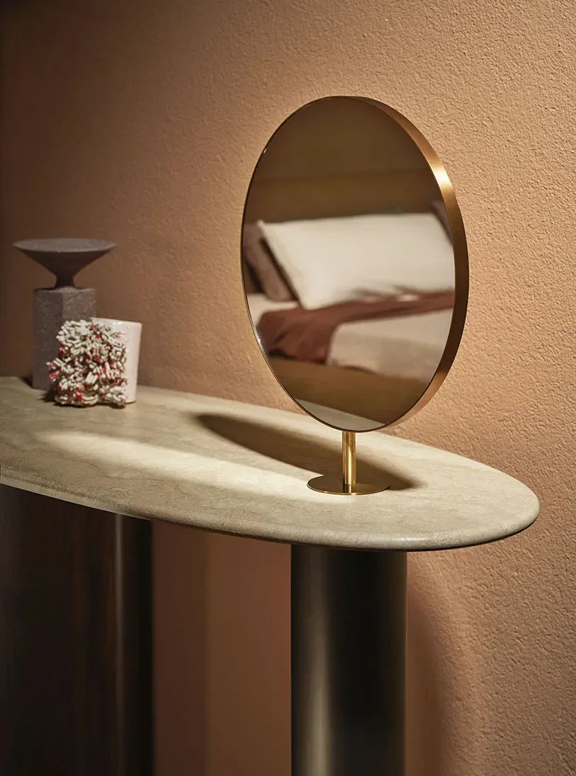 Lymph Beauty sculptural vanity with brass mirror by Gino Carollo for Naturedesign | Casa Design Group
