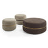Macaron modern wood pouf by Riva 1920 with upholstered fabric or leather seat and solid wood frame | Casa Design Group