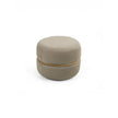 Macaron modern wood pouf by Riva 1920 with upholstered fabric or leather seat and solid wood frame | Casa Design Group