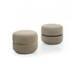 Macaron modern wood pouf by Riva 1920 with upholstered fabric or leather seat and solid wood frame | Casa Design Group