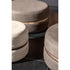 Macaron modern wood pouf by Riva 1920 with upholstered fabric or leather seat and solid wood frame | Casa Design Group