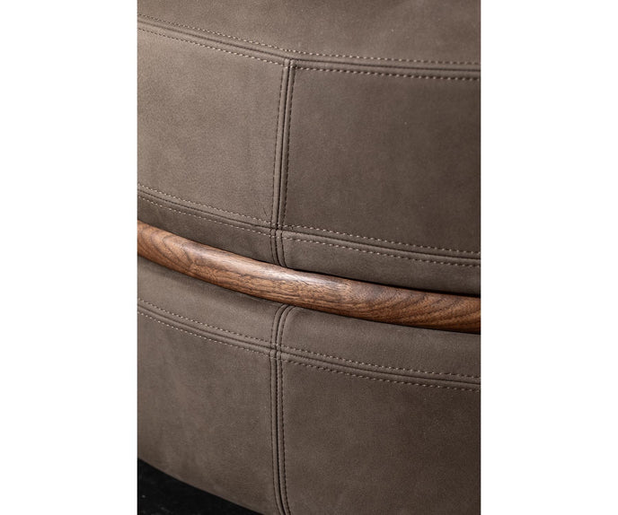 Macaron modern wood pouf by Riva 1920 with upholstered fabric or leather seat and solid wood frame | Casa Design Group