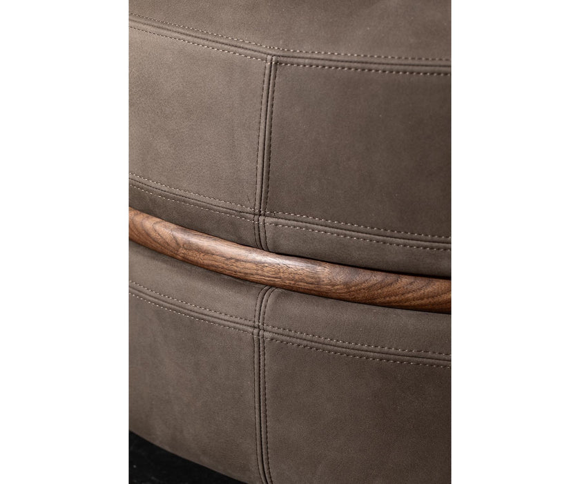 Macaron modern wood pouf by Riva 1920 with upholstered fabric or leather seat and solid wood frame | Casa Design Group