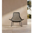 Maia Relax Chair by Kettal featuring a braided Chesnut Maia frame with laminate fabric cushions, modern outdoor lounge chair for luxury patio and terrace spaces | Casa Design Group
