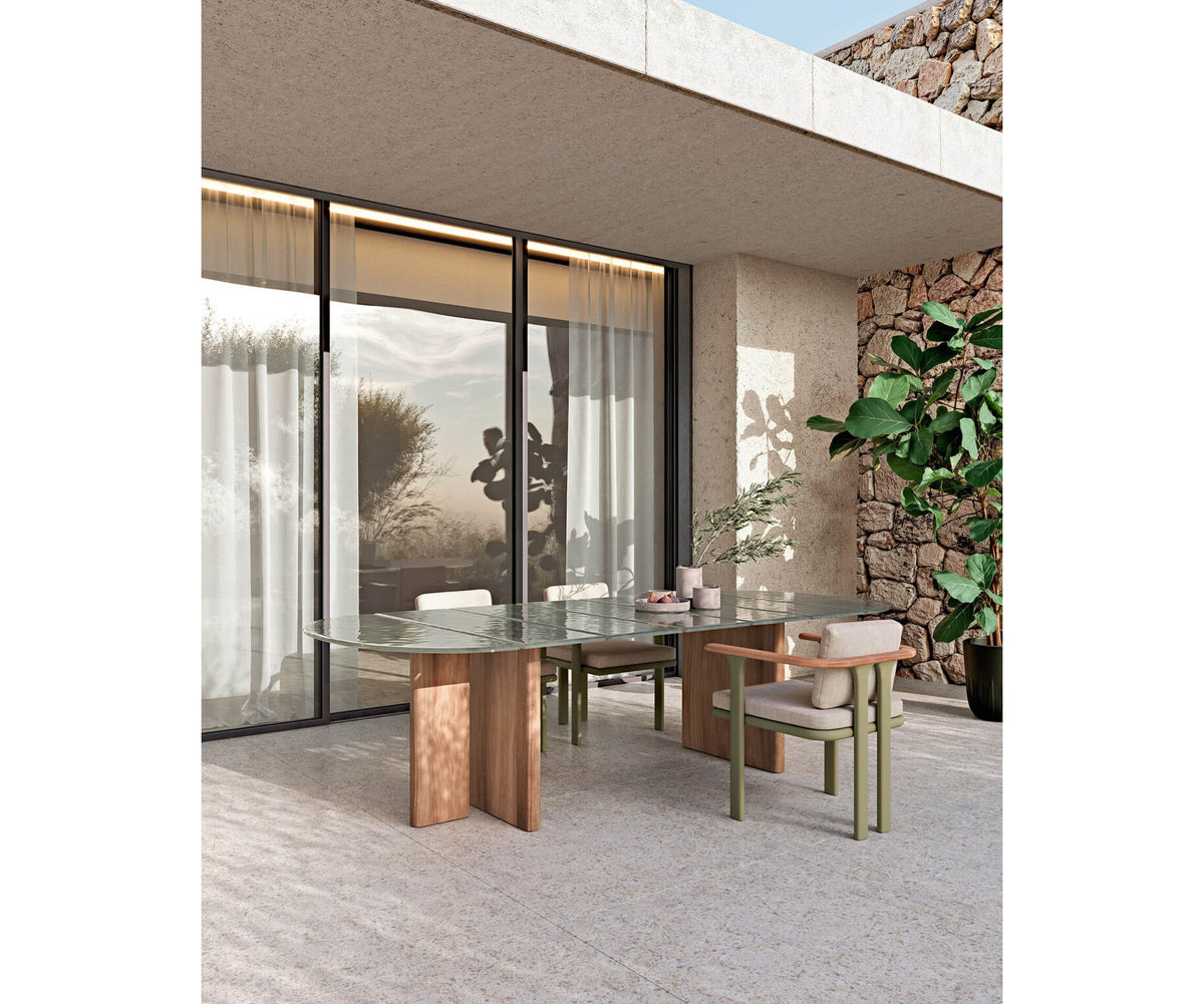 Modern Materia Outdoor Dining Table in Textured Glass Casa Design Group