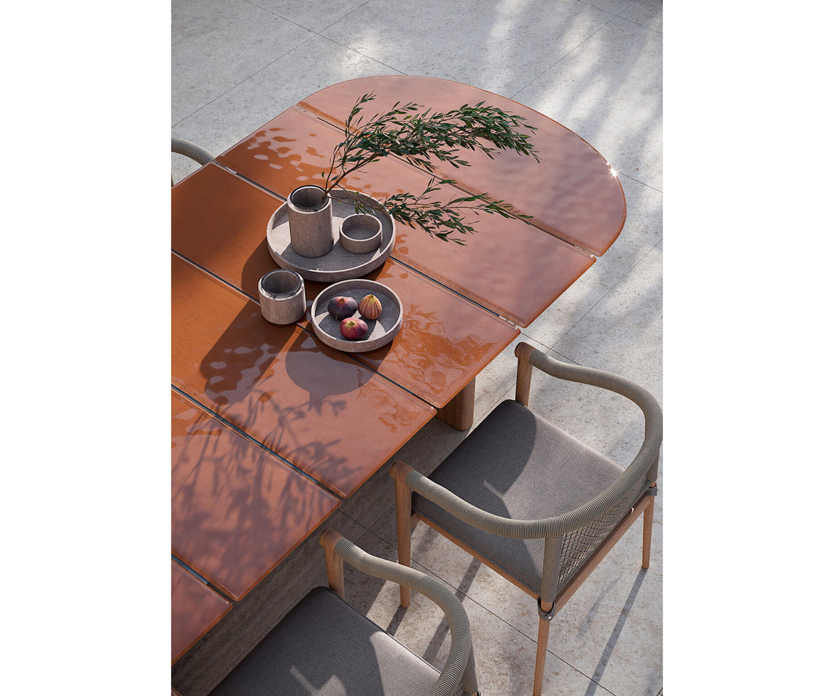 Modern Materia Outdoor Dining Table in Textured Glass Casa Design Group