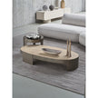 Mekki coffee table by Ditre Italia with an exposed metal frame and marble or glass top.