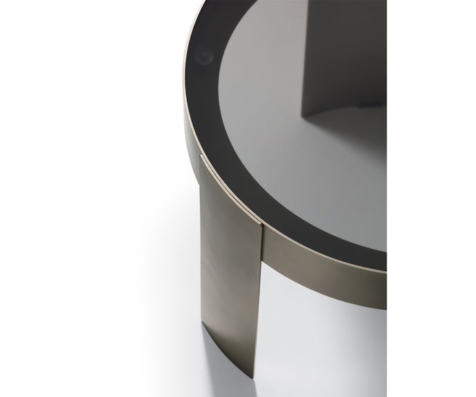 Mekki coffee table by Ditre Italia with an exposed metal frame and marble or glass top.