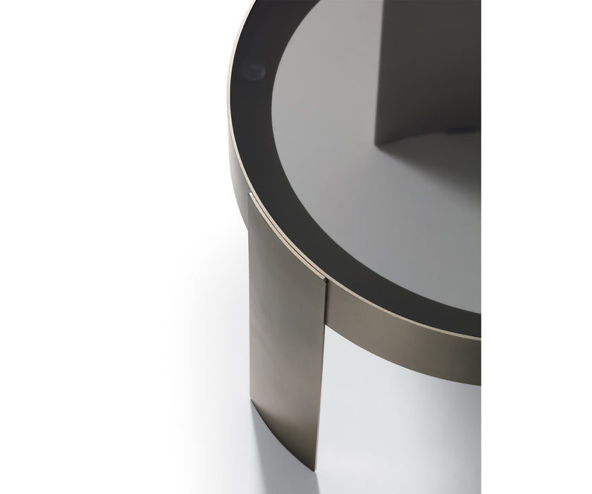 Mekki coffee table by Ditre Italia with an exposed metal frame and marble or glass top.