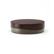 Merian Coffee Table by Capital with a glossy lacquered round top and metallic base.