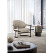 Merian Coffee Table by Capital with a glossy lacquered round top and metallic base.