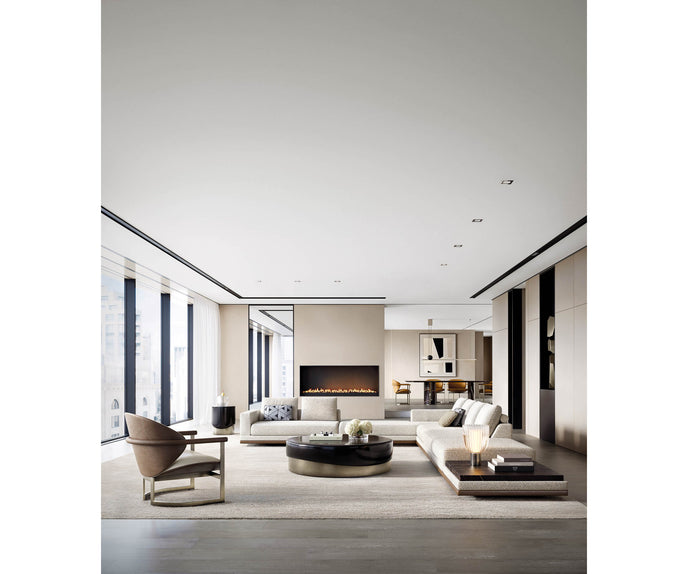 Merian Coffee Table by Capital with a glossy lacquered round top and metallic base.