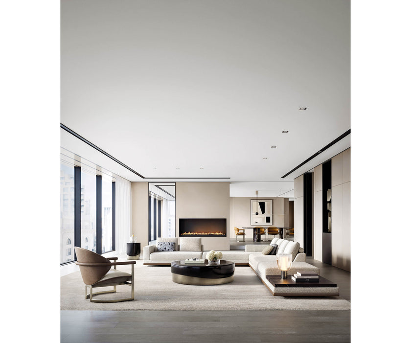Merian Coffee Table by Capital with a glossy lacquered round top and metallic base.