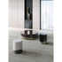 Merian Coffee Table by Capital with a glossy lacquered round top and metallic base.