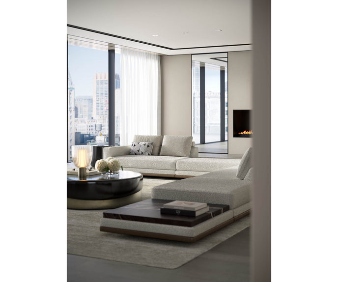 Merian Coffee Table by Capital with a glossy lacquered round top and metallic base.
