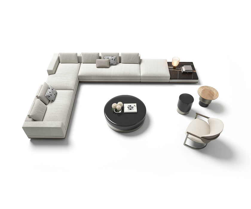 Merian Coffee Table by Capital with a glossy lacquered round top and metallic base.