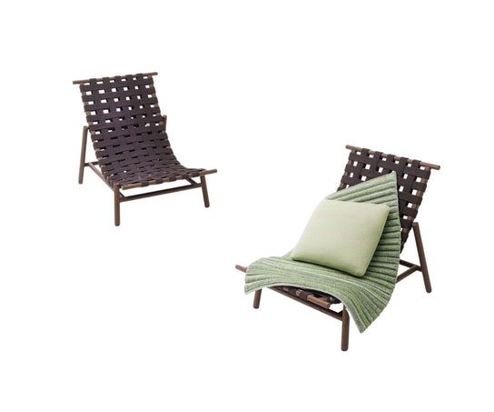 Luxury Miyabi Outdoor Lounge Chair by Paola Lenti Heat-Treated Ash Structure with Handwoven Rope Yarn Casa Design Group