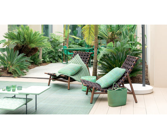 Luxury Miyabi Outdoor Lounge Chair by Paola Lenti Heat-Treated Ash Structure with Handwoven Rope Yarn Casa Design Group