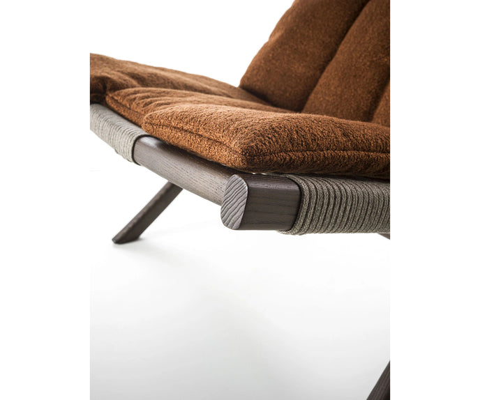 Huli Lounge Chair by Frigerio with solid ashwood frame, braided rope detailing, and premium Italian upholstery | Casa Design Group